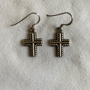 Sterling silver cross earrings